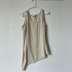 Eileen Fisher Ivory Asymmetrical Hem Silk  Career Fairy Romantic Light Shirt PM